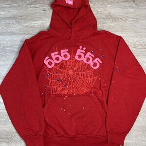 red/pink sp5der hoodie